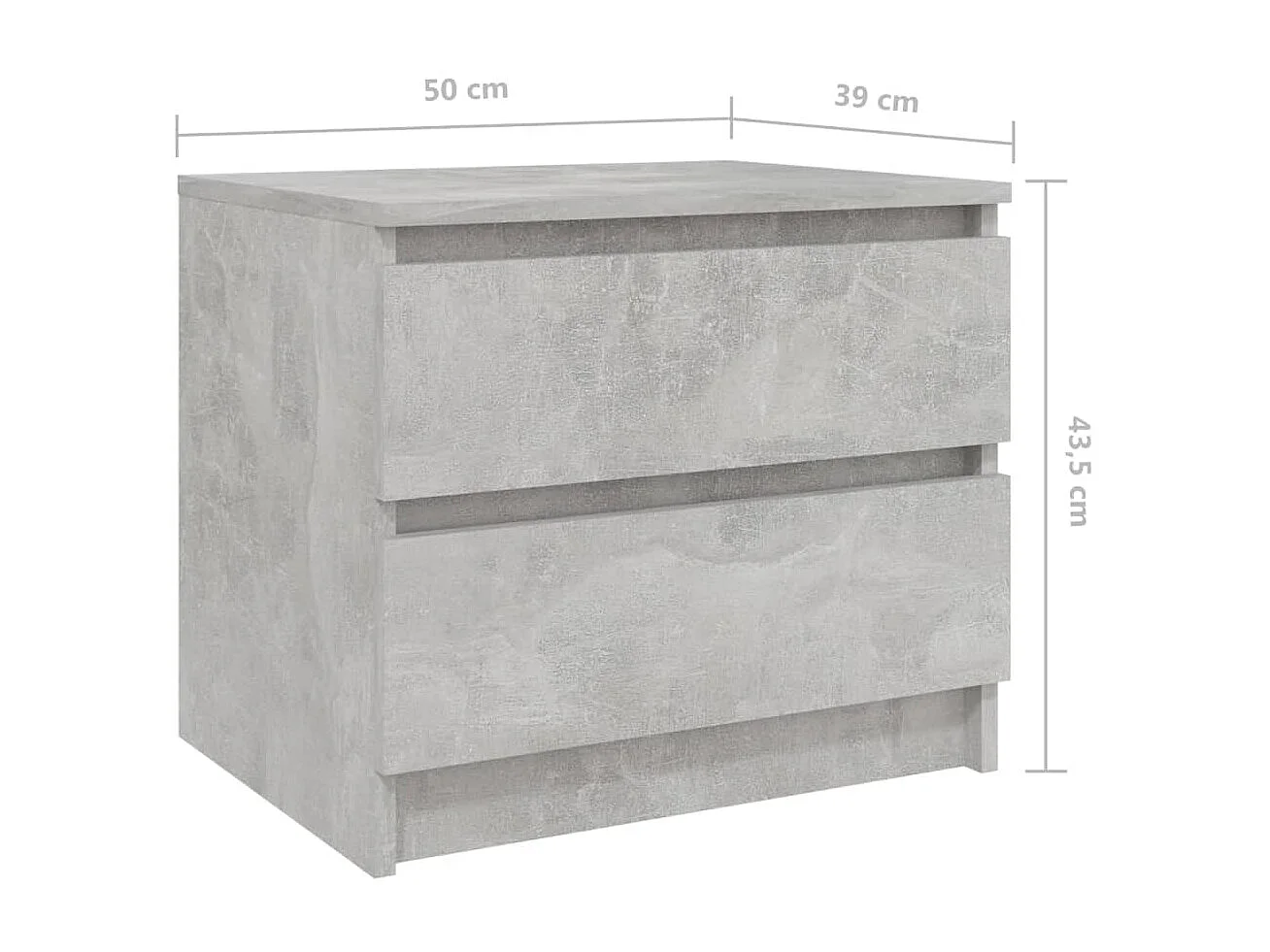 Tables de chevet 2 pcs Gris béton 50x39x43,5 cm Aggloméré