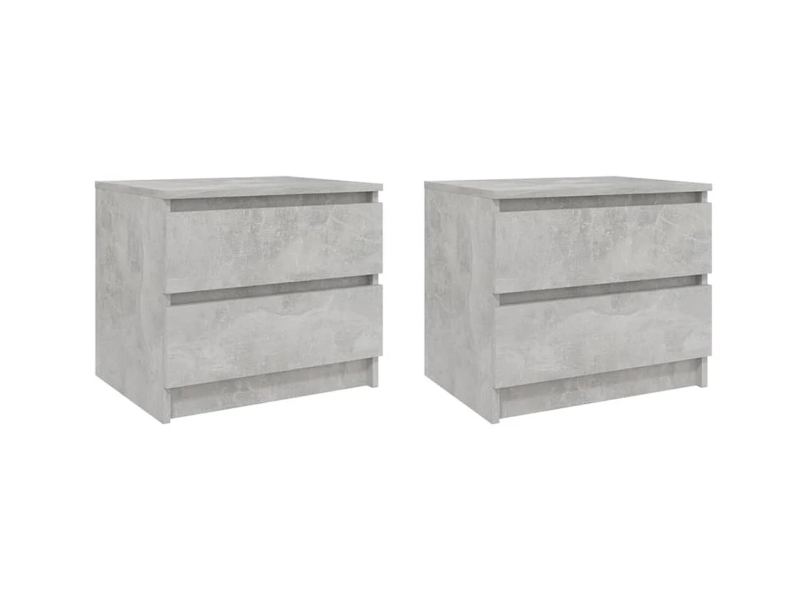 Tables de chevet 2 pcs Gris béton 50x39x43,5 cm Aggloméré