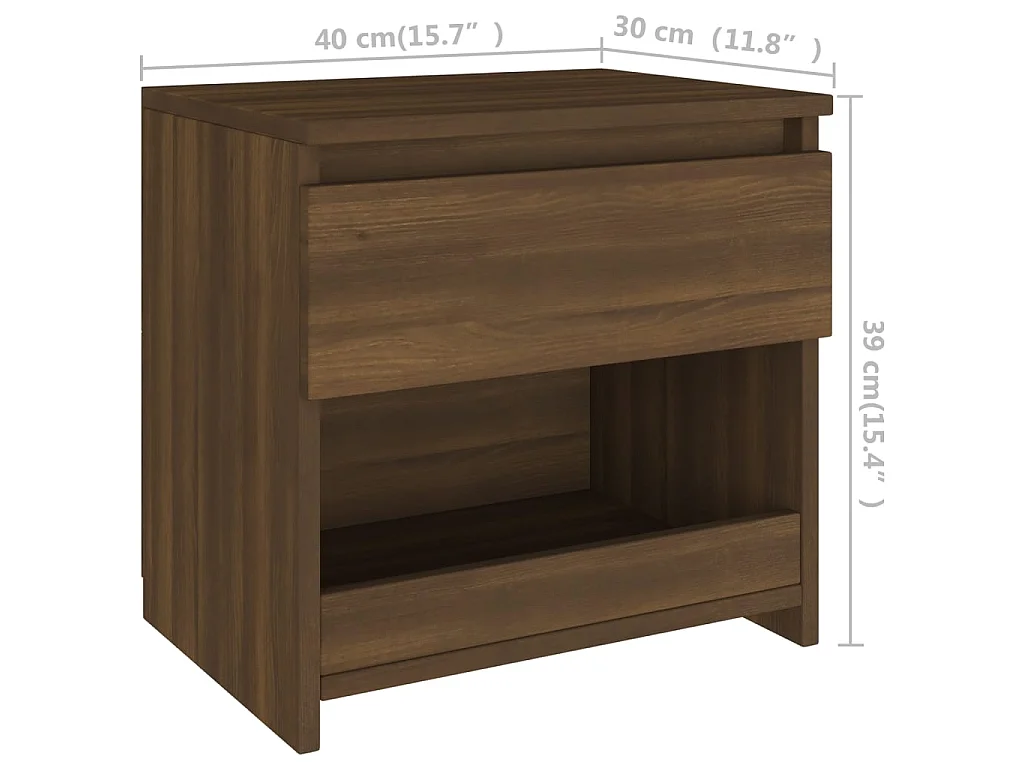 Comodino Rovere marrone 40x30x39 cm MDF