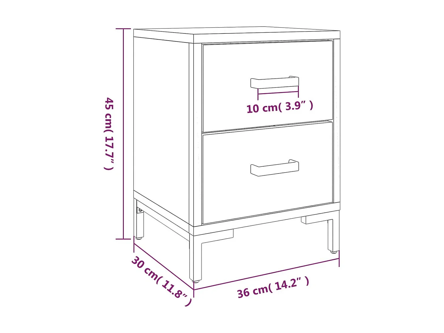 Tables de chevet 2 pcs 36x30x45 cm Bois de pin massif