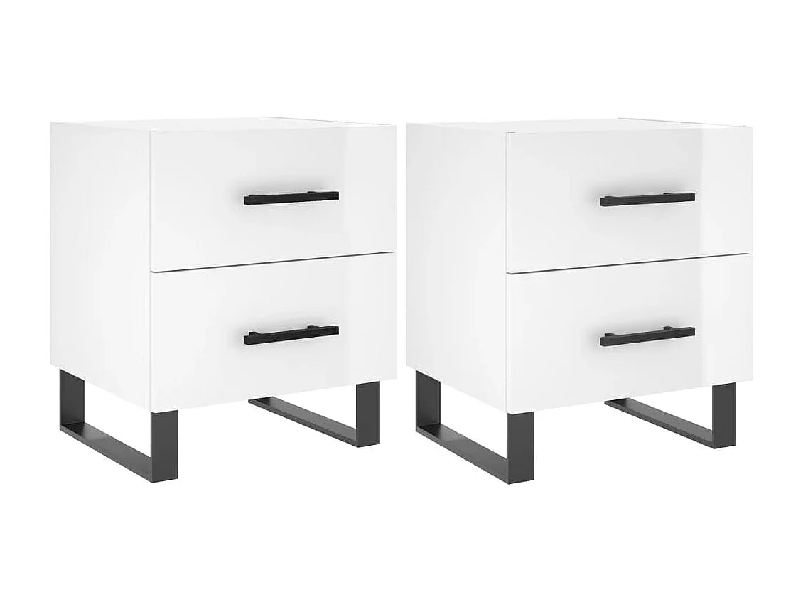 Tables de chevet 2 pcs blanc brillant 40x35x47,5 cm