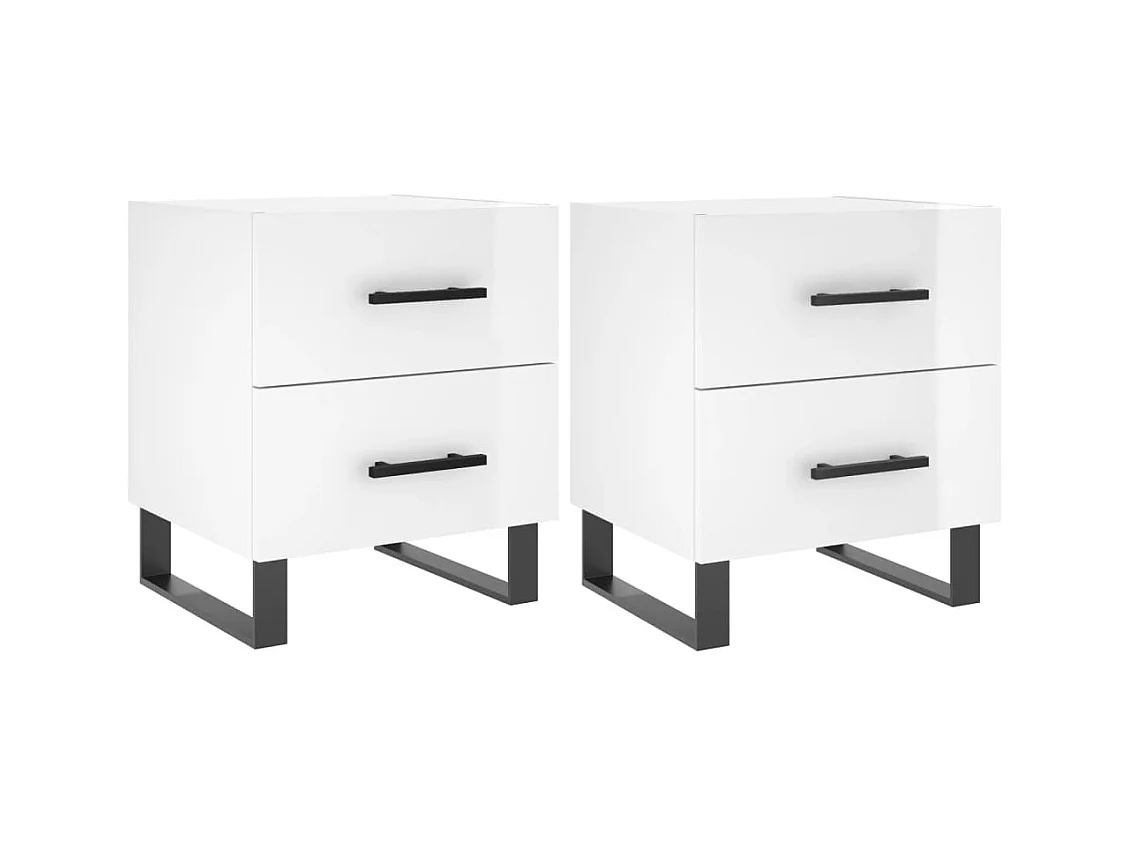 Nachtkastjes 2 stuks glanzend wit 40x35x47,5 cm