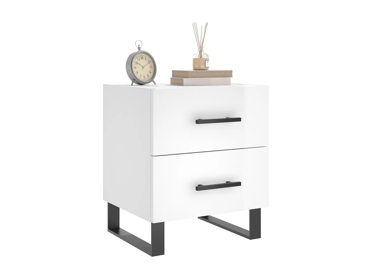 Tables de chevet 2 pcs blanc brillant 40x35x47,5 cm