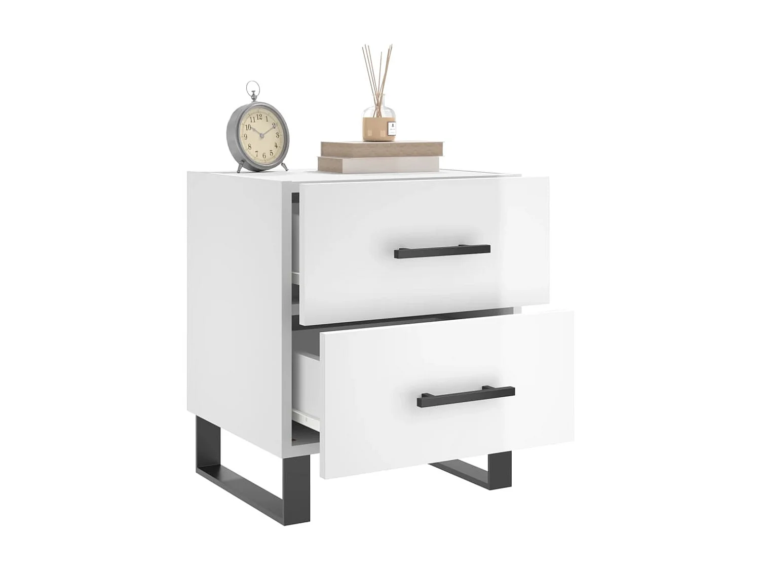 Tables de chevet 2 pcs blanc brillant 40x35x47,5 cm