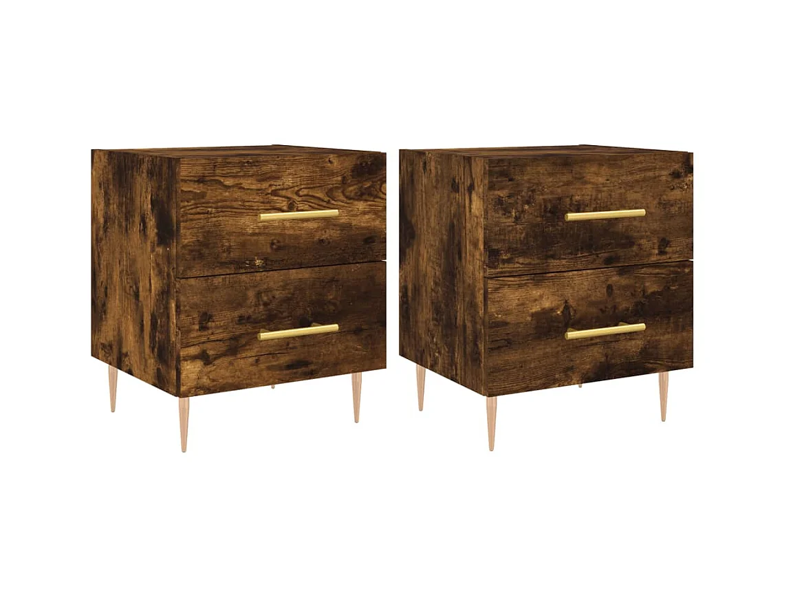 Tables de chevet 2pcs chêne fumé 40x35x47,5cm bois d’ingénierie