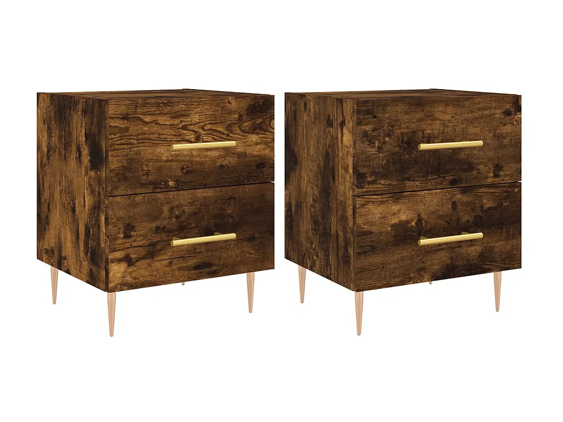 Tables de chevet 2pcs chêne fumé 40x35x47,5cm bois d’ingénierie