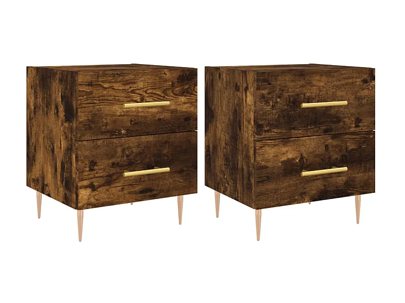 Tables de chevet 2pcs chêne fumé 40x35x47,5cm bois d’ingénierie