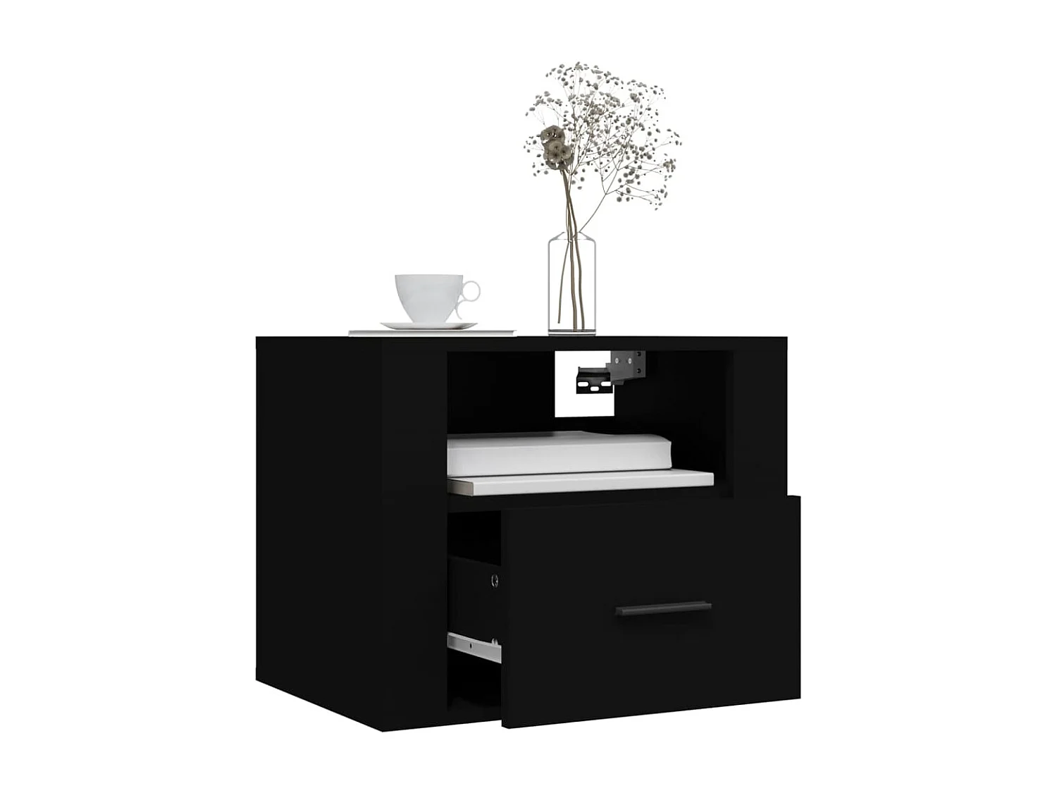 Table de chevet murale Noir 50x36x40 cm