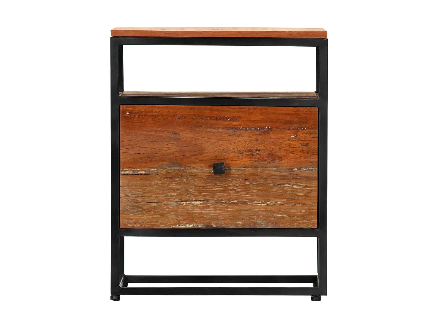 Mesa de cabeceira 40 x 30 x 50 cm Madeira recuperada e aço
