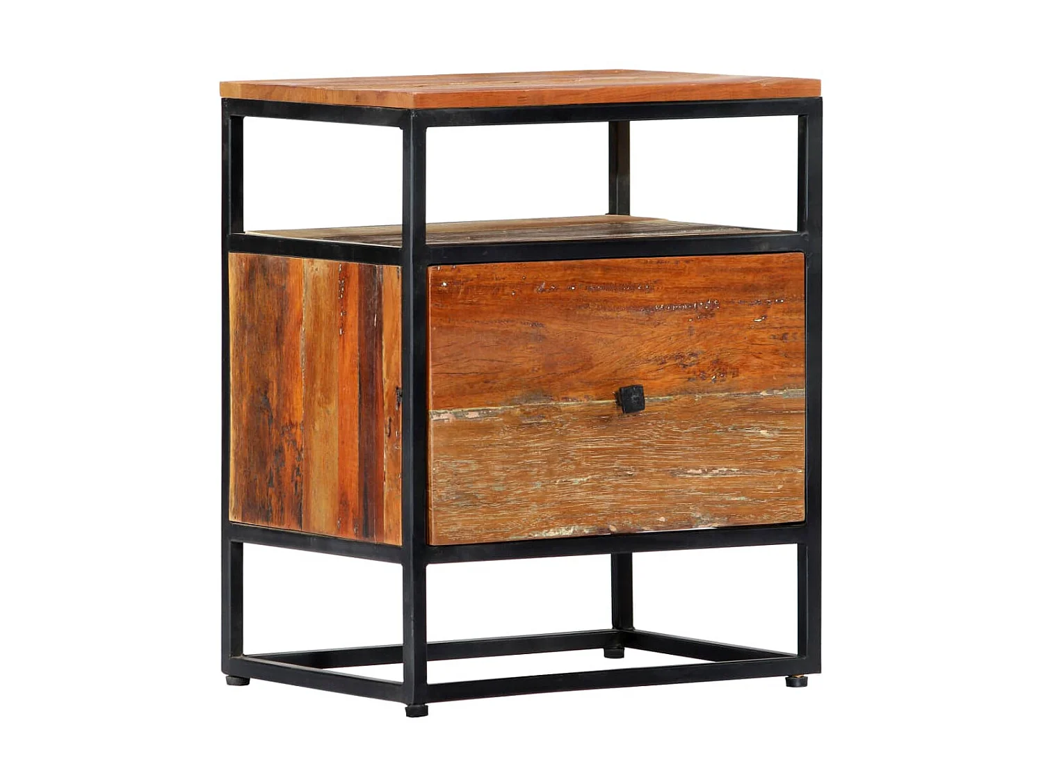 Table de chevet 40 x 30 x 50 cm Bois de récupération et acier