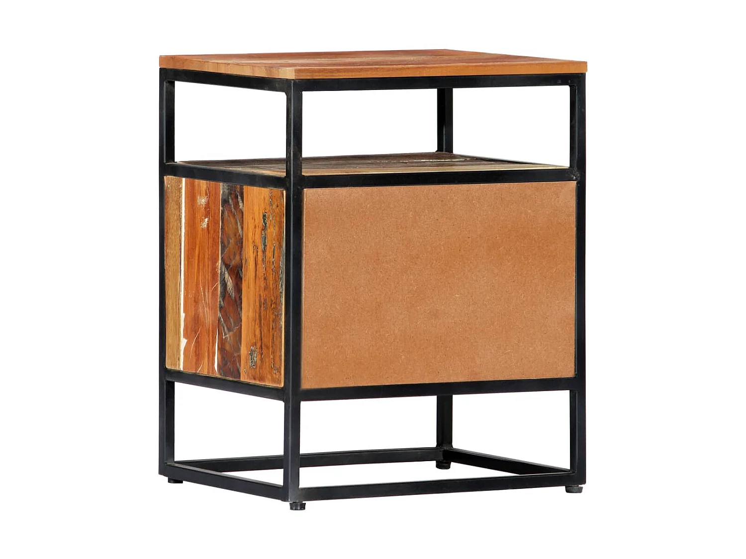 Table de chevet 40 x 30 x 50 cm Bois de récupération et acier