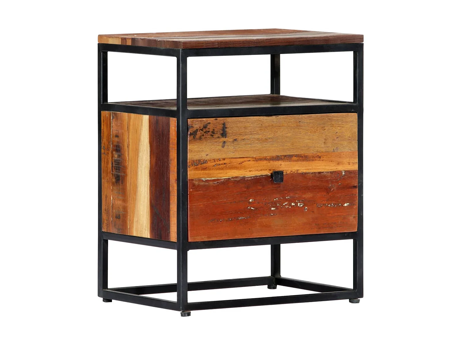 Table de chevet 40 x 30 x 50 cm Bois de récupération et acier