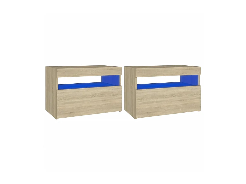 LED-Nachttische 2 Stk. Sonoma-Eiche 60x35x40 cm
