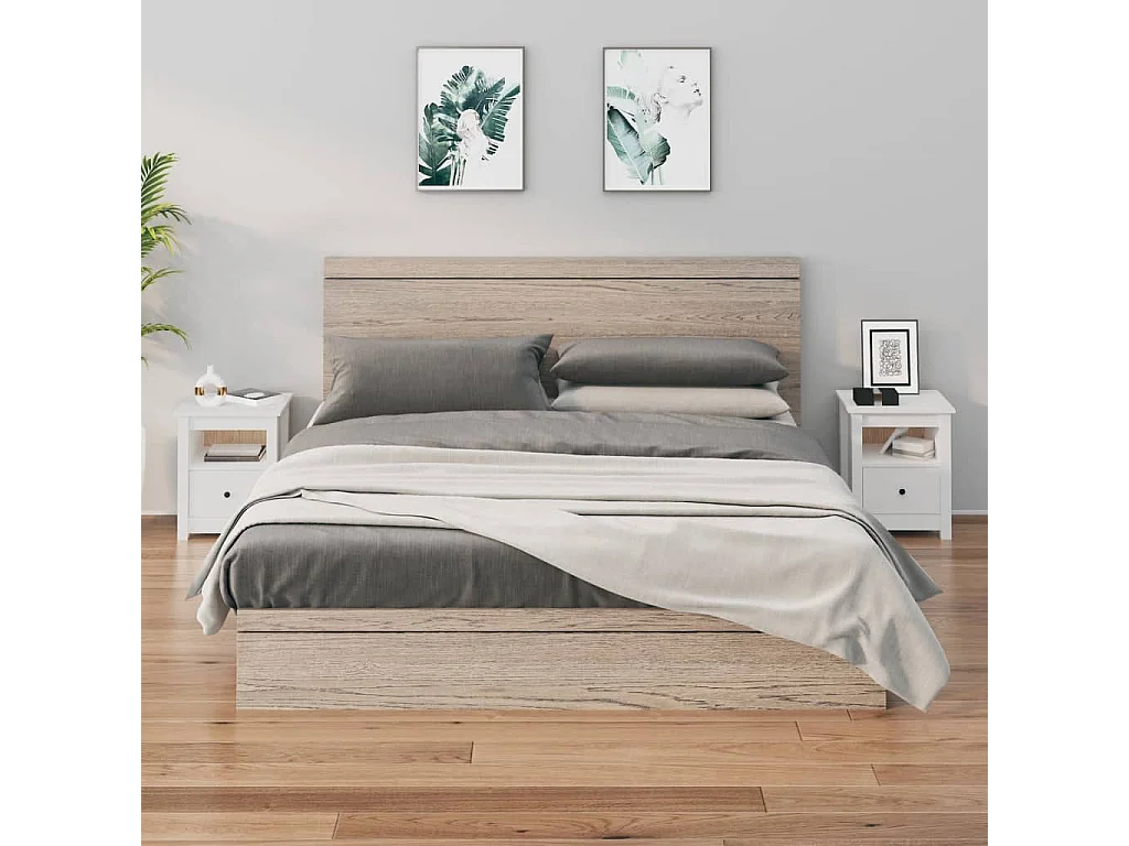 Mesitas de noche 2 uds Blanco 40x35x49 cm Madera maciza de pino