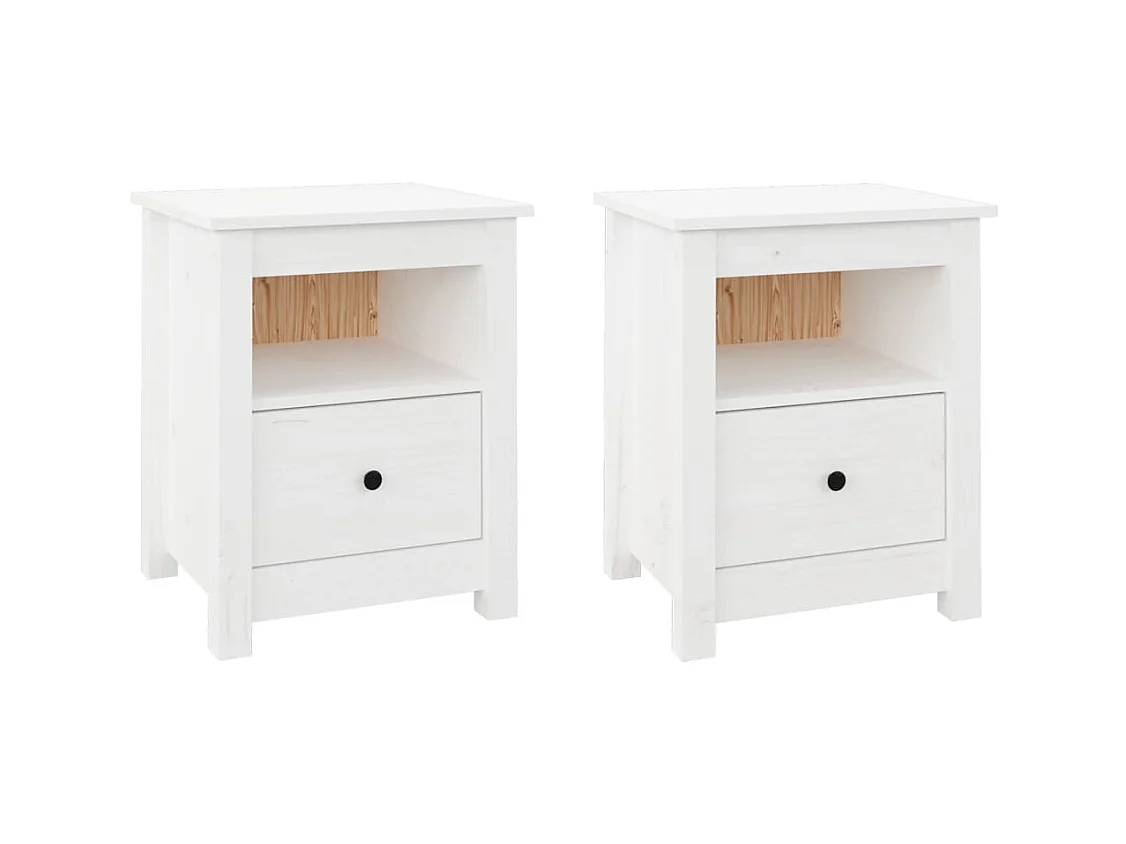 Tables de chevet 2 pcs Blanc 40x35x49 cm Bois de pin massif