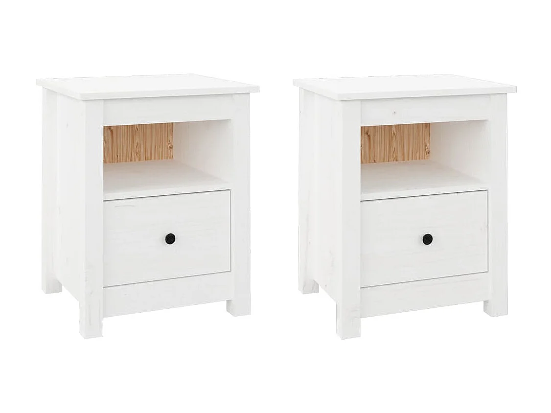 Tables de chevet 2 pcs Blanc 40x35x49 cm Bois de pin massif