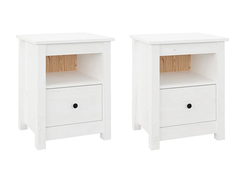 Tables de chevet 2 pcs Blanc 40x35x49 cm Bois de pin massif