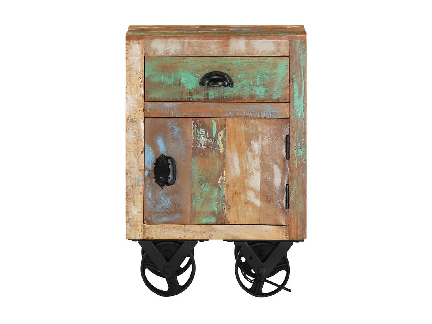 Comodino con ruote 40x30x57 cm Legno di recupero