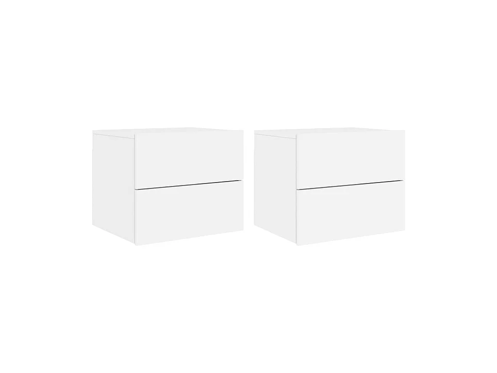 Nachtkastjes voor wandmontage met LED-verlichting 2 stuks wit