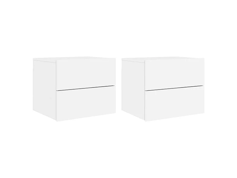 Nachtkastjes voor wandmontage met LED-verlichting 2 stuks wit