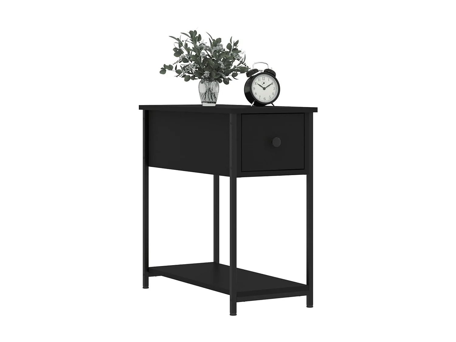 Mesita de noche negra 30x60x60 cm Madera contrachapada