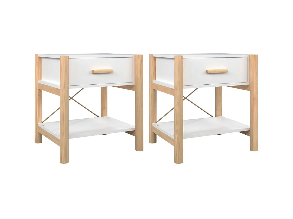 Tables de chevet 2 pcs Blanc 42x38x45 cm Bois d’ingénierie