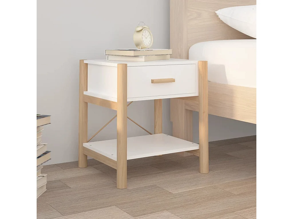 Mesitas de noche 2 piezas Blanco 42x38x45 cm Madera contrachapada