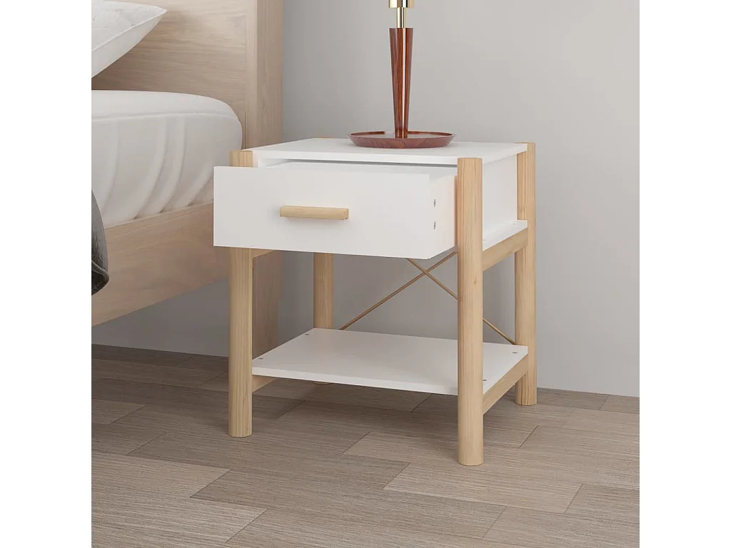 Mesitas de noche 2 piezas Blanco 42x38x45 cm Madera contrachapada