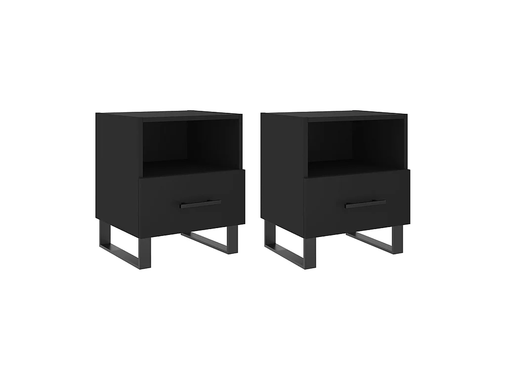 Tables de chevet 2 pcs noir 40x35x47,5 cm bois d’ingénierie