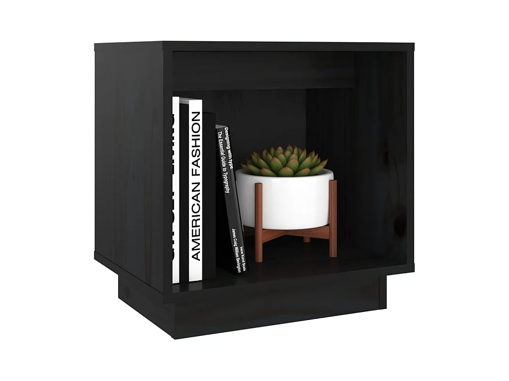 Nachtkastje Zwart 40x30x40 cm Massief grenenhout