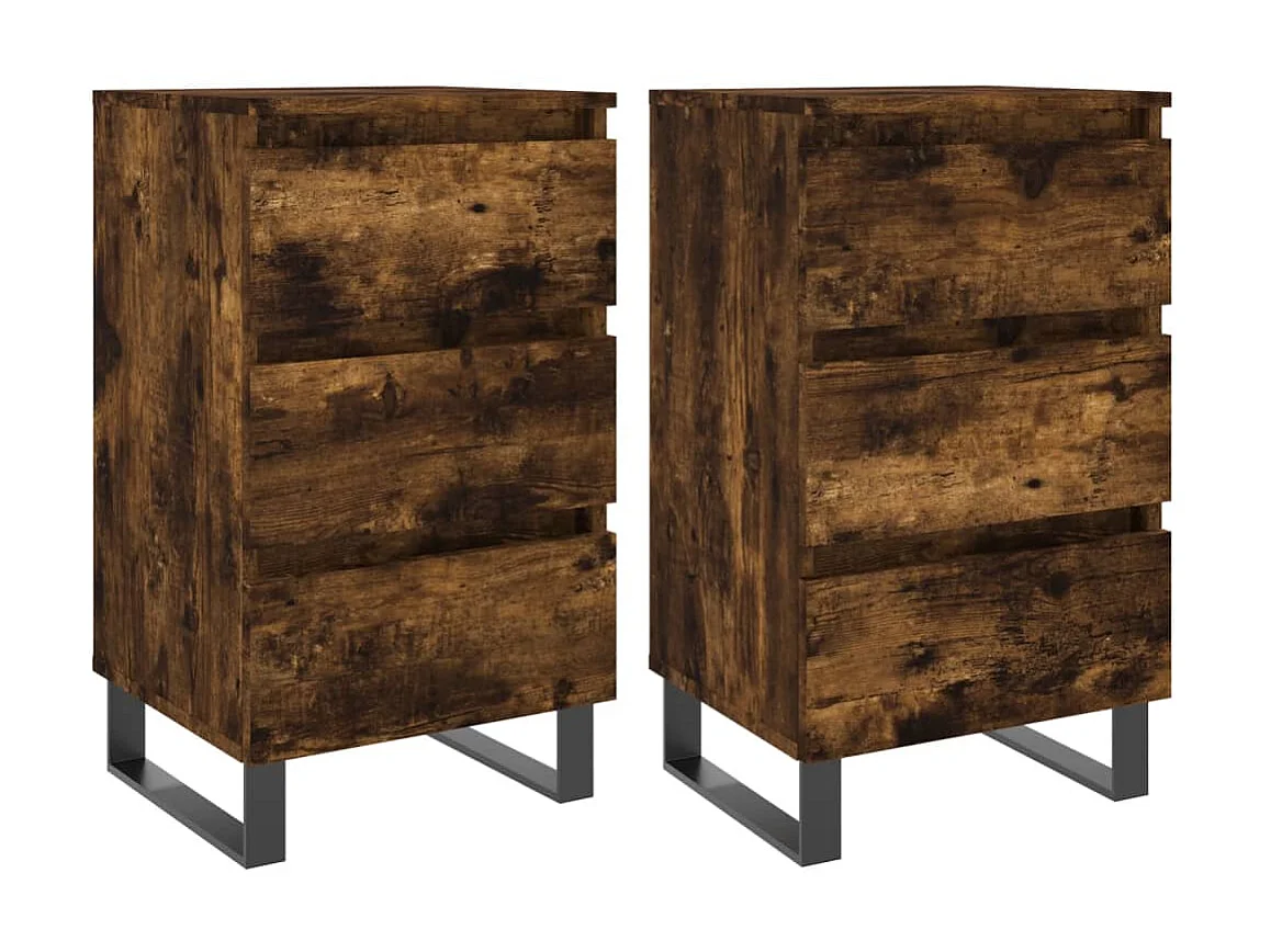 Tables de chevet 2 pcs chêne fumé 40x35x69 cm bois ingénierie