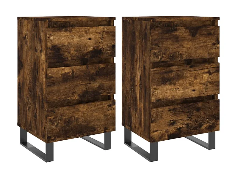 Nachtkastjes 2 stuks gerookt eiken 40x35x69 cm samengesteld hout