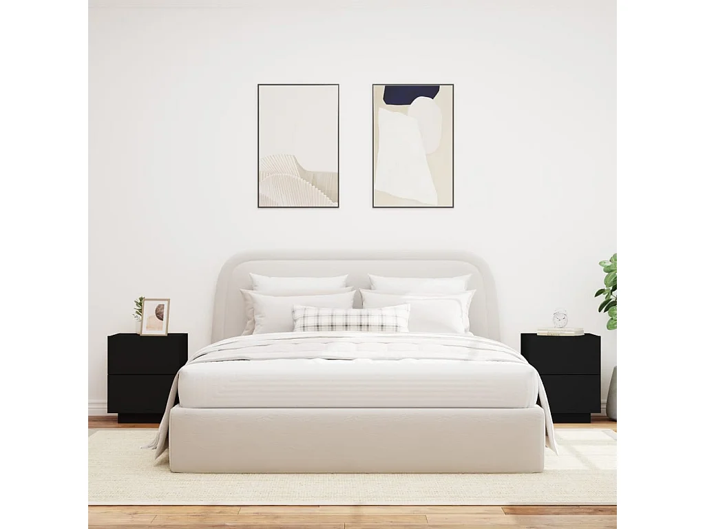 Comodini e luci a LED 2 pezzi in MDF nero