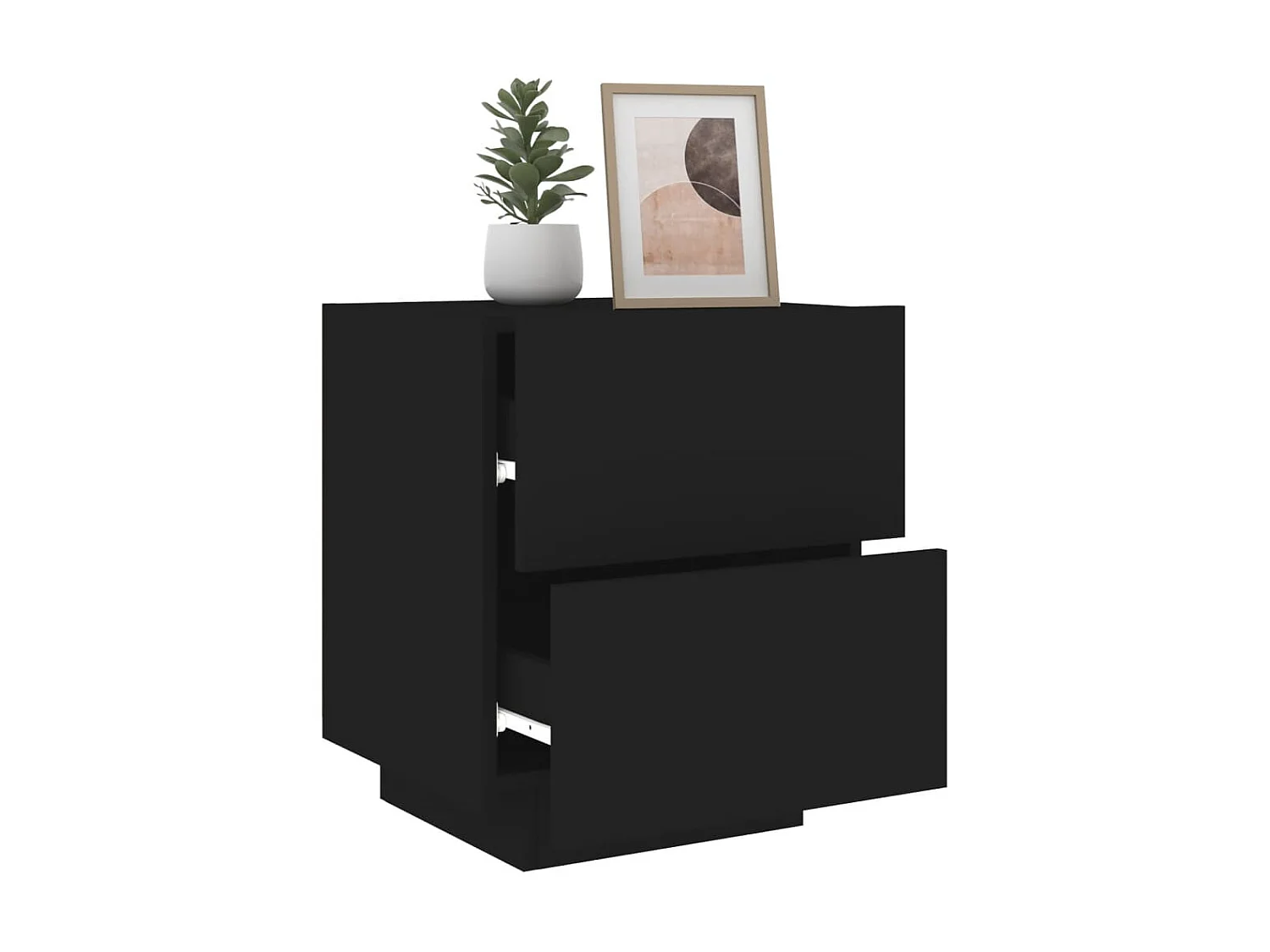 Comodini e luci a LED 2 pezzi in MDF nero