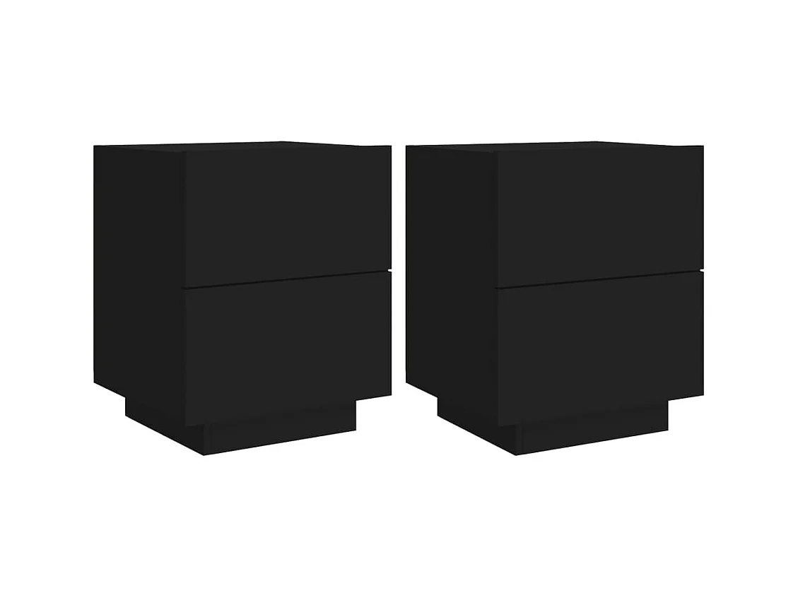 Comodini e luci a LED 2 pezzi in MDF nero