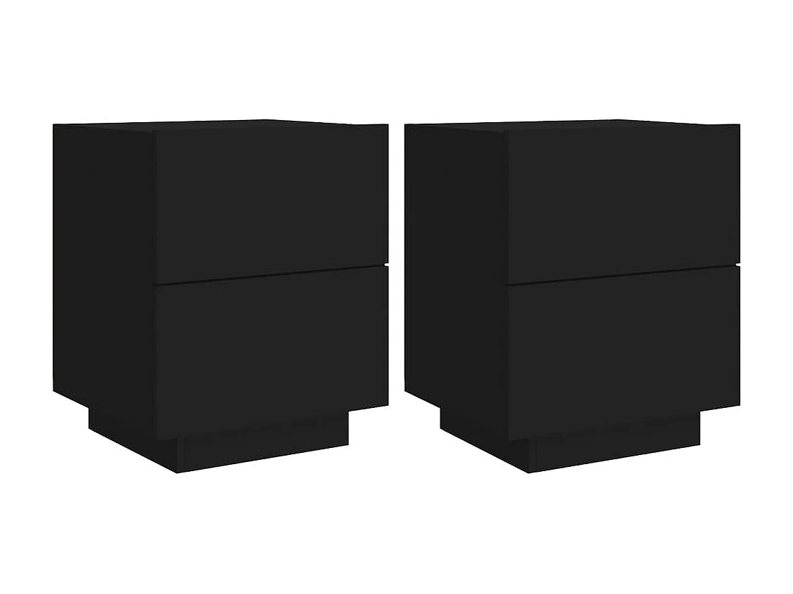 Nachtkastjes en LED-lampjes 2 stuks zwart parket
