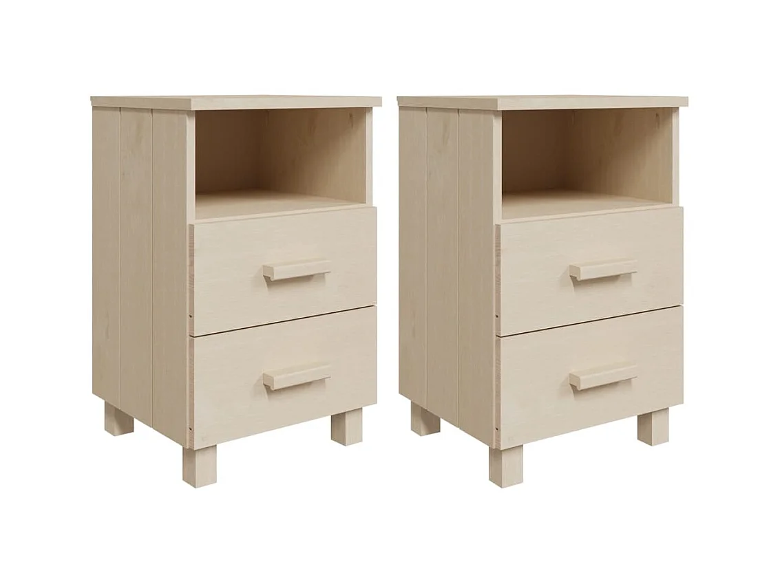 Comodini HAMAR 2 pz Marrone miele 40x35x62 cm Legno massello