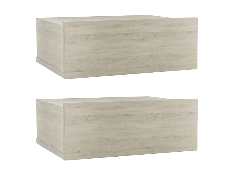 Comodini sospesi 2 pz Rovere Sonoma 40x30x15 cm