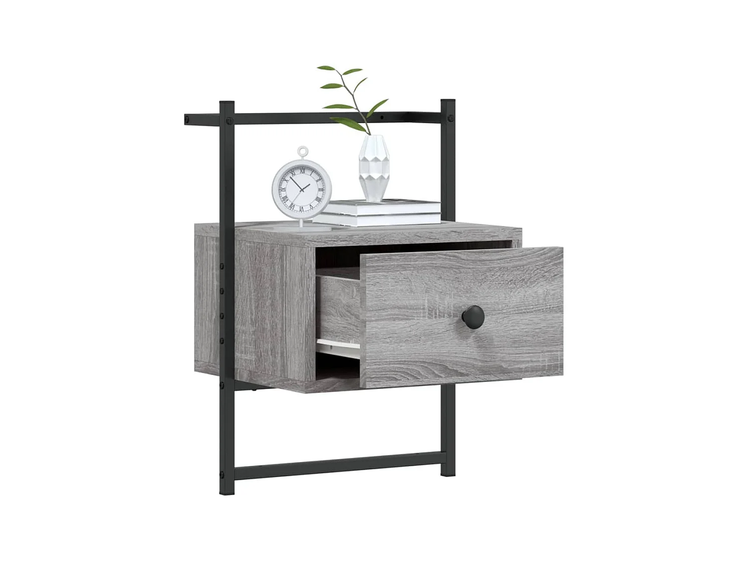 Table de chevet murale sonoma gris 35x30x51cm bois d'ingénierie