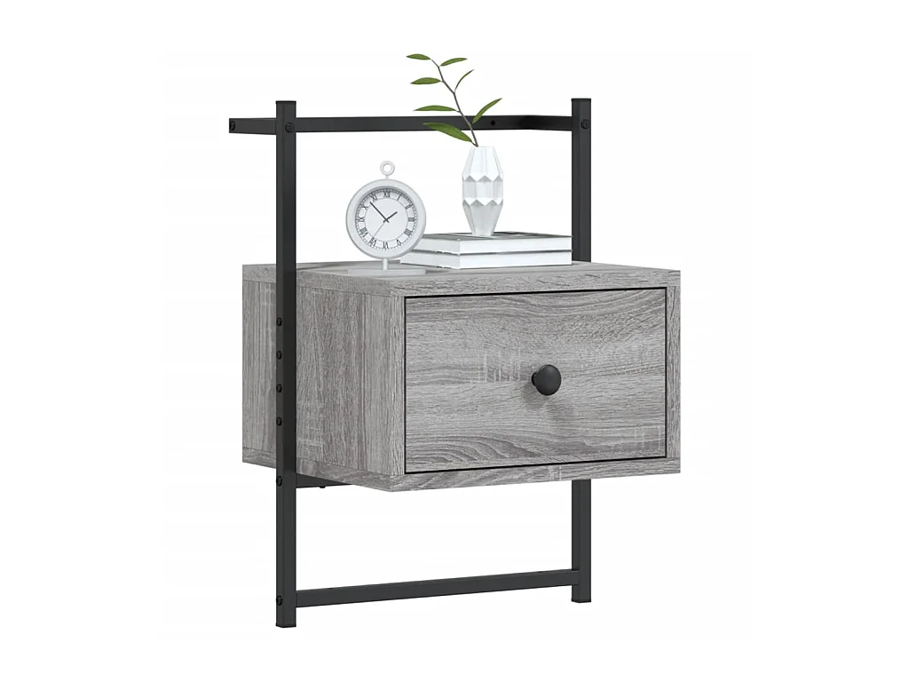 Table de chevet murale sonoma gris 35x30x51cm bois d'ingénierie