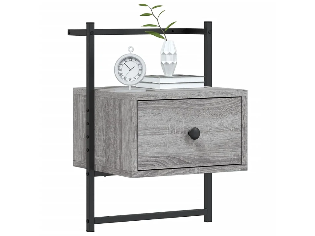 Table de chevet murale sonoma gris 35x30x51cm bois d'ingénierie