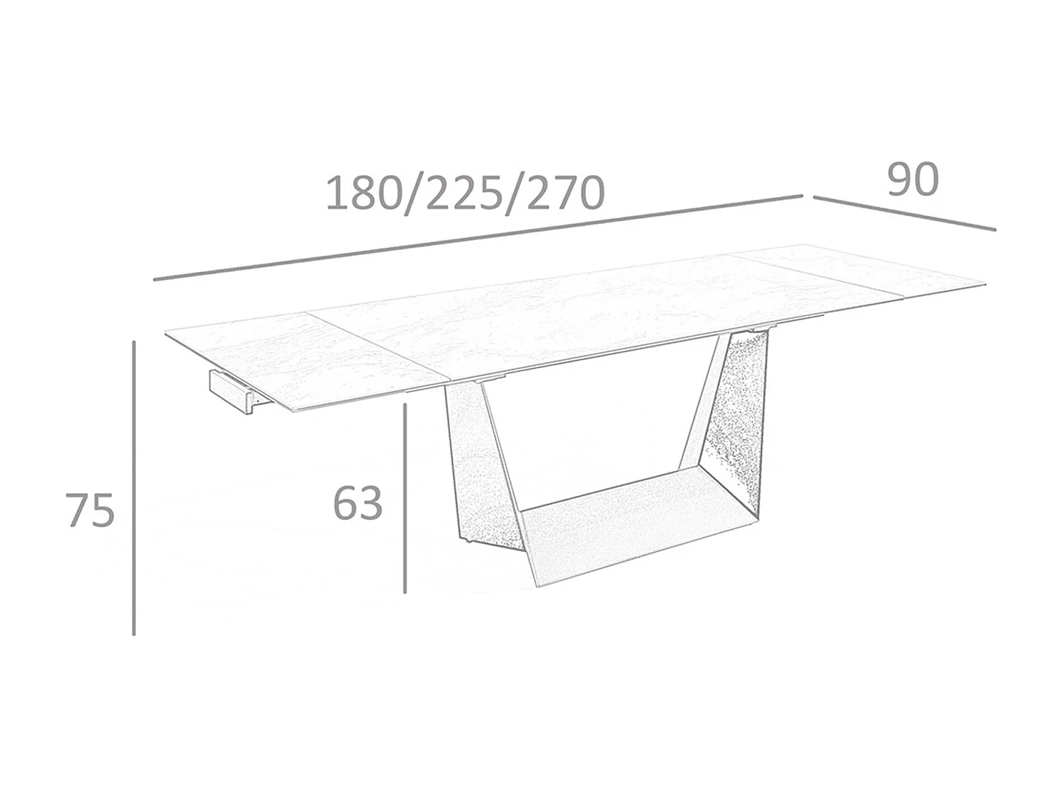 Uitschuifbare eettafel rechthoekig porselein marmer en zwart staal 1014 ANGEL CERDA
