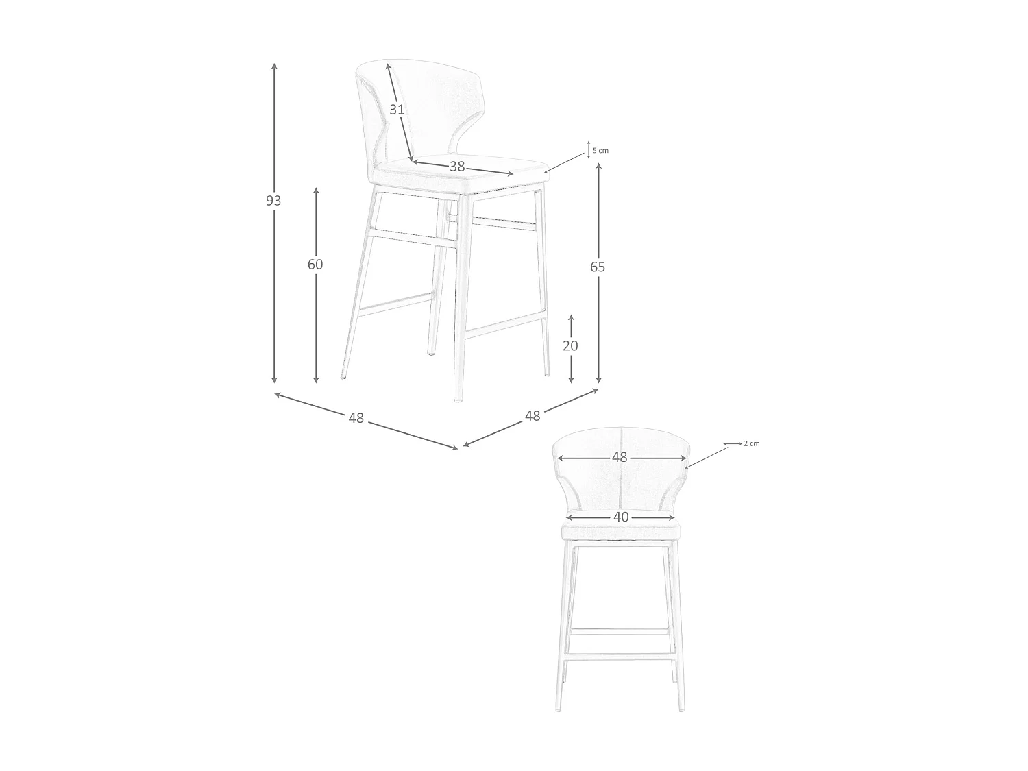 Tabouret en similicuir vison foncé 4000 ANGEL CERDA