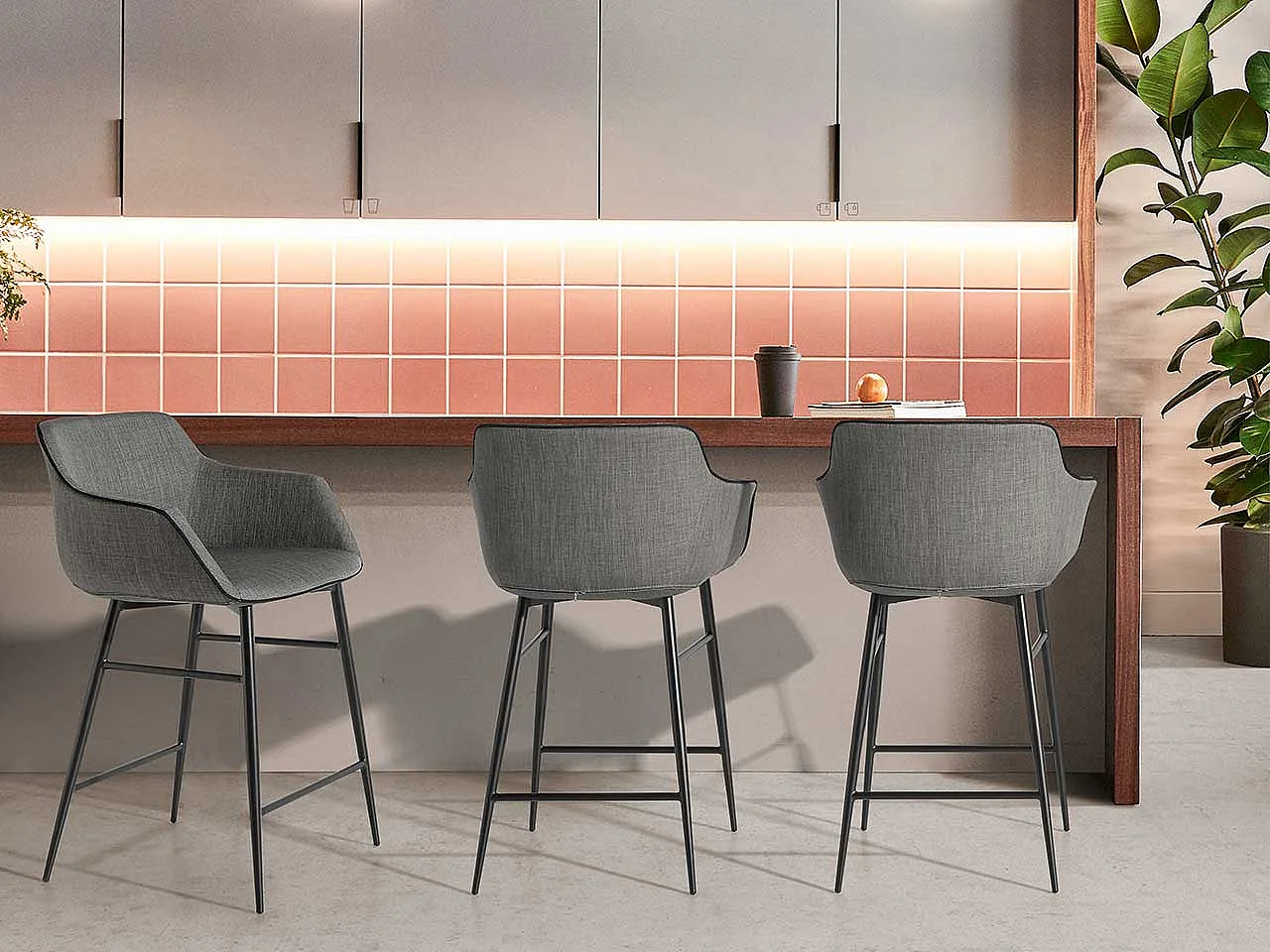 Tabouret en tissu et acier noir 4089 ANGEL CERDA