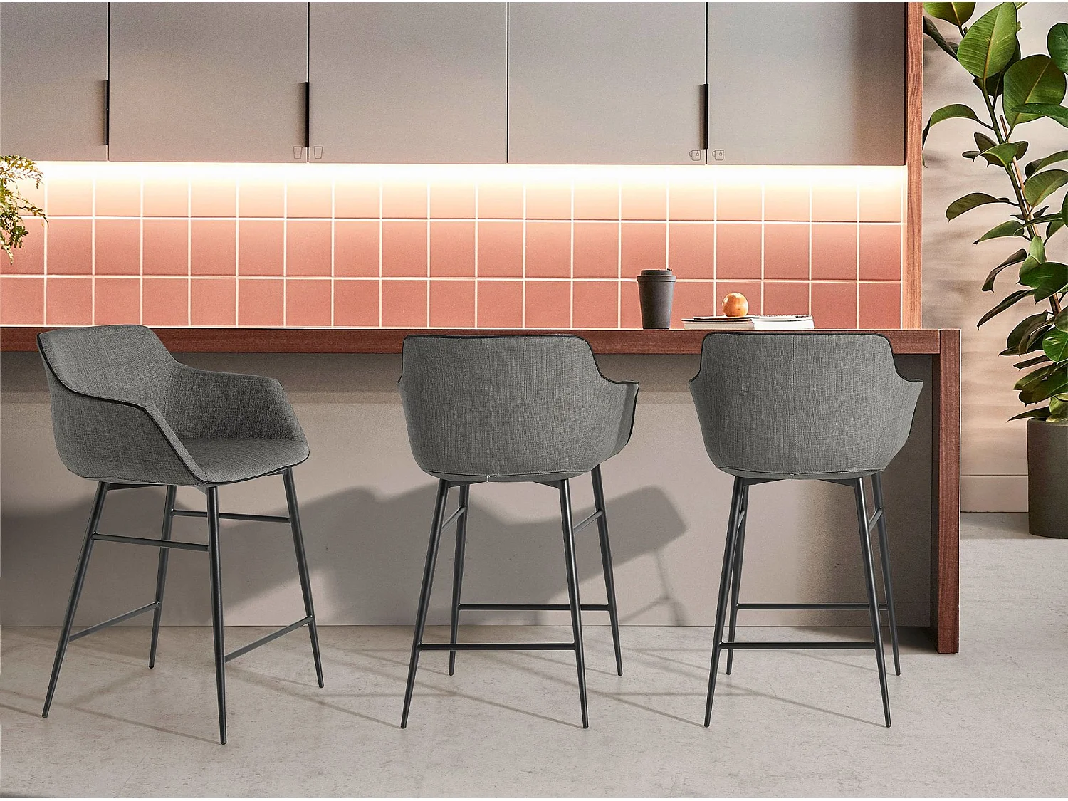 Tabouret en tissu gris 4089 ANGEL CERDA