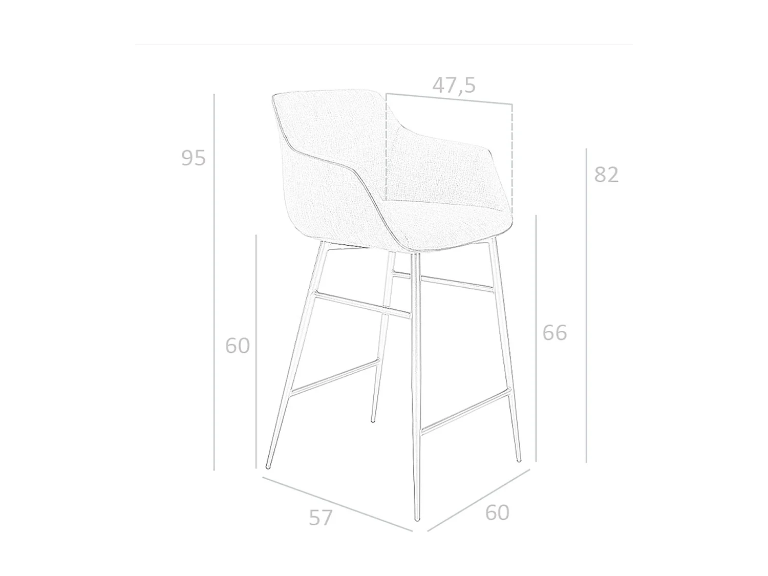 Tabouret en tissu gris 4089 ANGEL CERDA