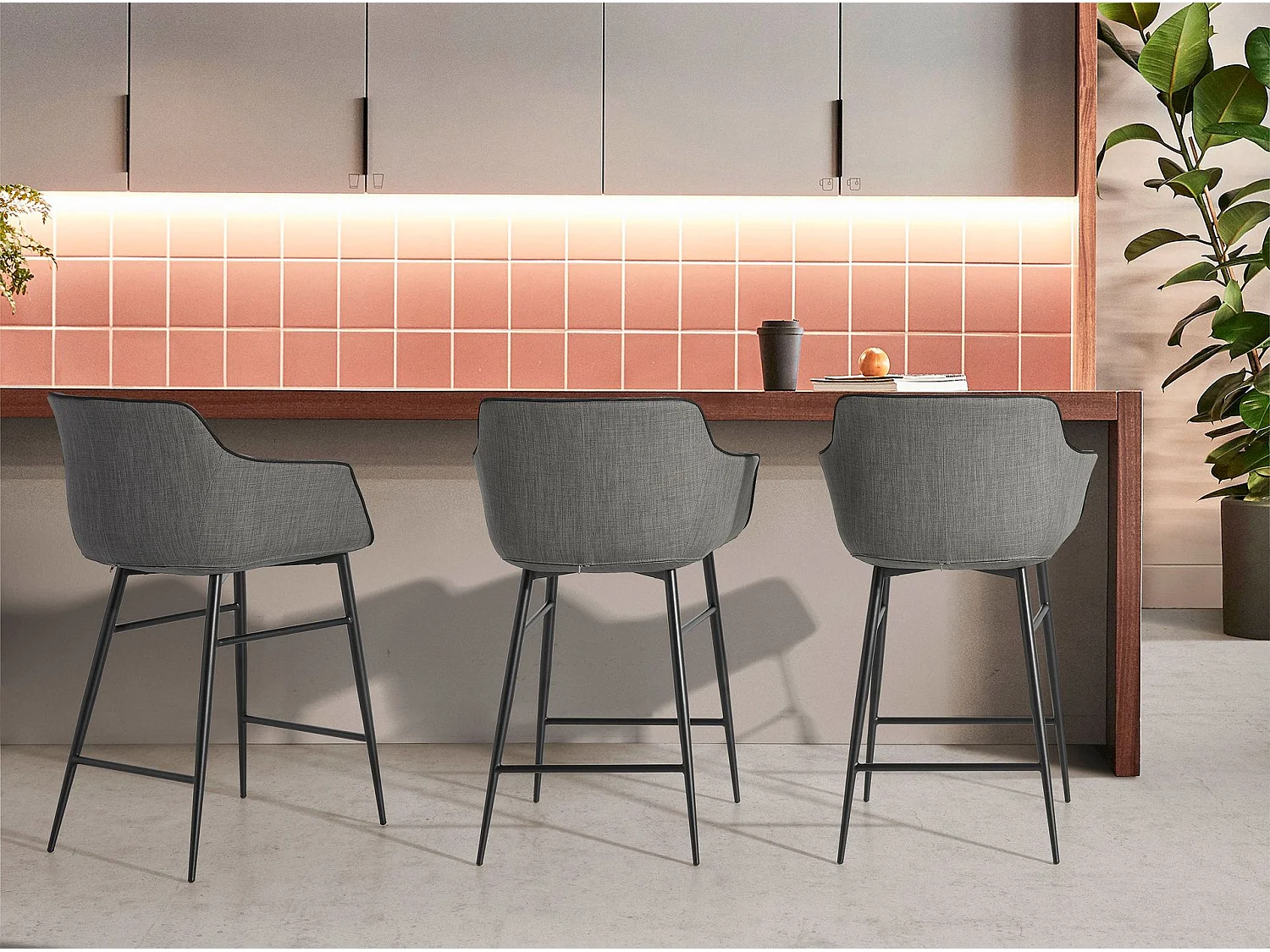 Tabouret en tissu gris 4089 ANGEL CERDA