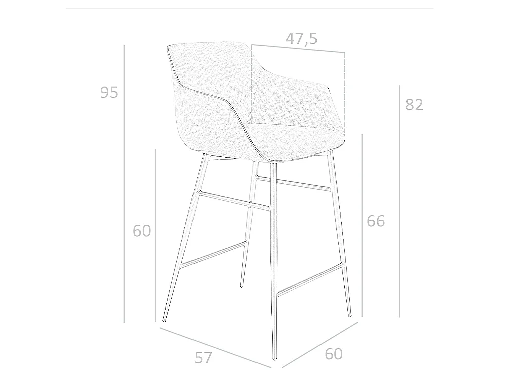 Tabouret en tissu gris 4089 ANGEL CERDA