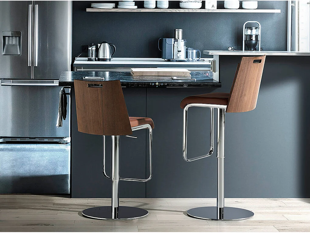 Tabouret en simili cuir et acier chromé 4072 ANGEL CERDA