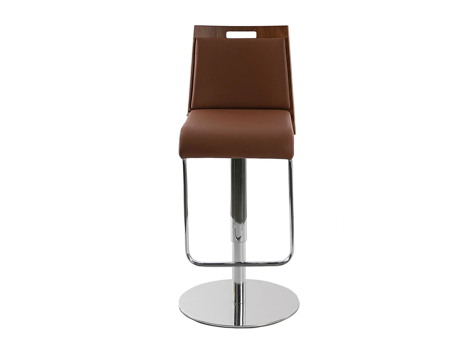 Drehhocker aus braunem Öko-Leder und Nussbaumholz 4072 ANGEL CERDA